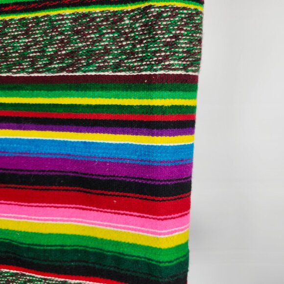 Colorful Mexican Style Blanket 83" x 52" - Picture 2 of 3